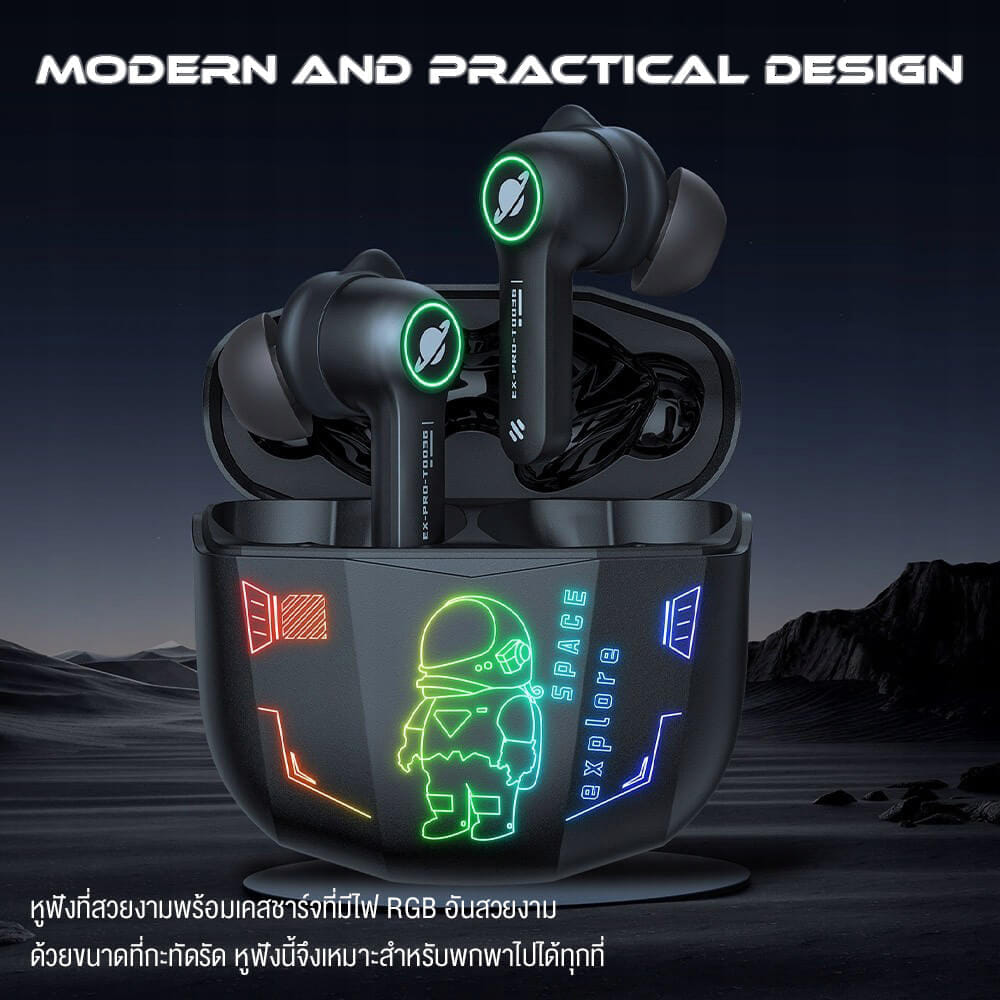 หูฟังเกมมิ่งไร้สาย ONIKUMA T36 มาพร้อมแสงไฟ RGB - อวกาศ_8